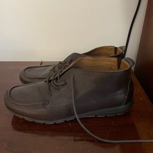 Brown leather ankle boots